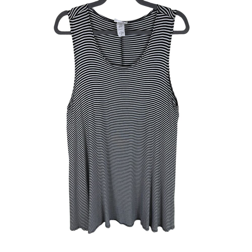 Poetry Black White Striped‎ Short Lightweight Stretchy Soft Summer Tank Dress XL